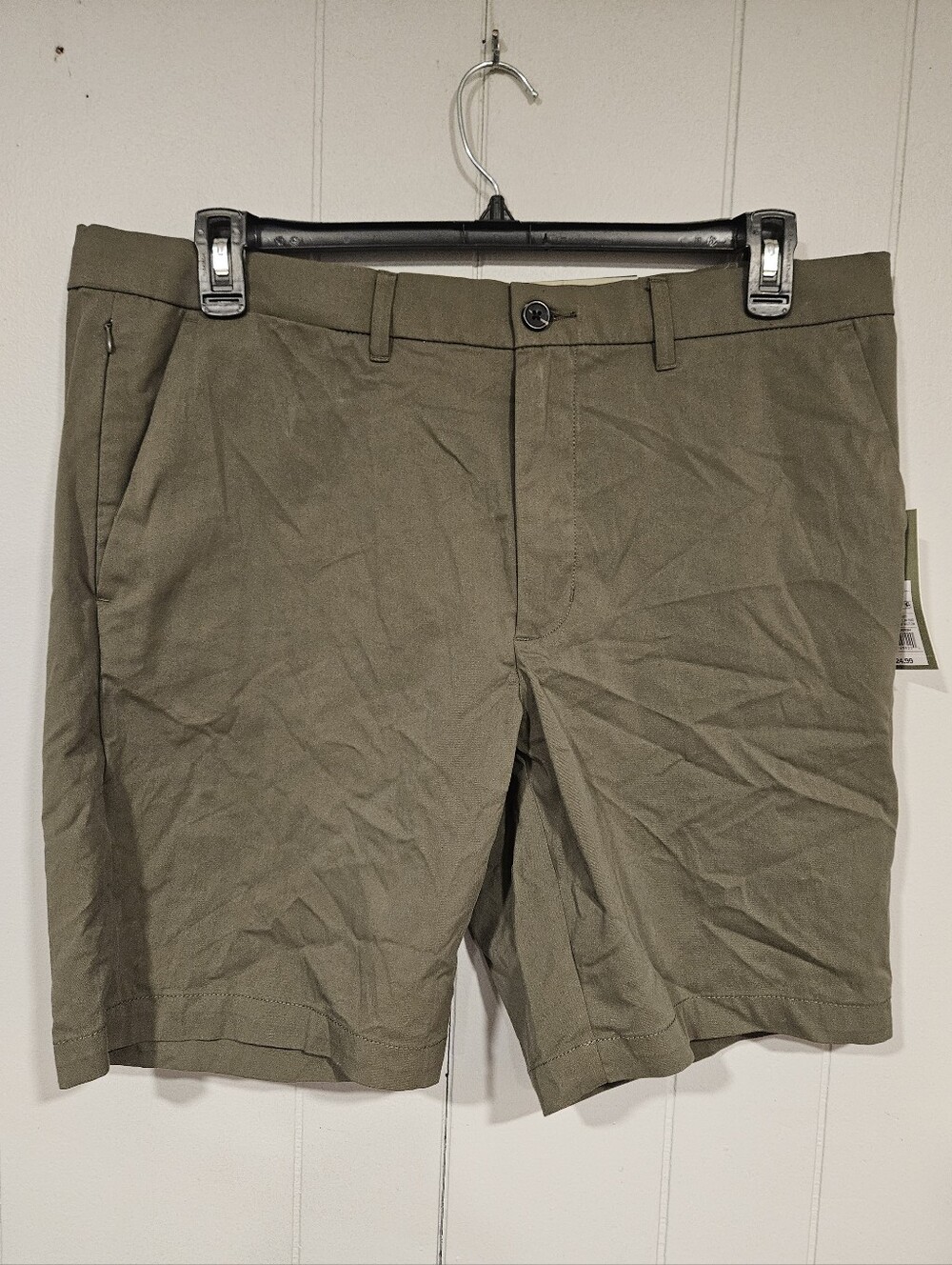 Goodfellow Size 38 Men's Tech Shorts Chino 9" Wrinkle Resistant Olive Green NWT